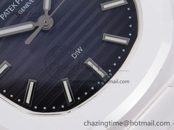 AET Nautilus 5711 White Ceramic AMGF Best Edition Blue Dial on White Rubber Strap MIYOTA 9015