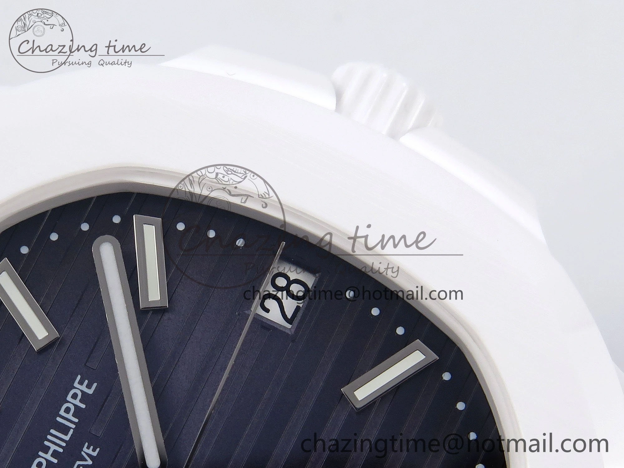 AET Nautilus 5711 White Ceramic AMGF Best Edition Blue Dial on White Rubber Strap MIYOTA 9015