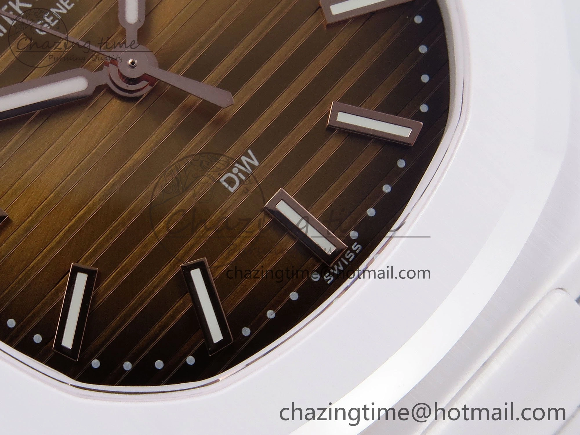 AET Nautilus 5711 White Ceramic AMGF Best Edition Brown Dial on White Rubber Strap MIYOTA 9015