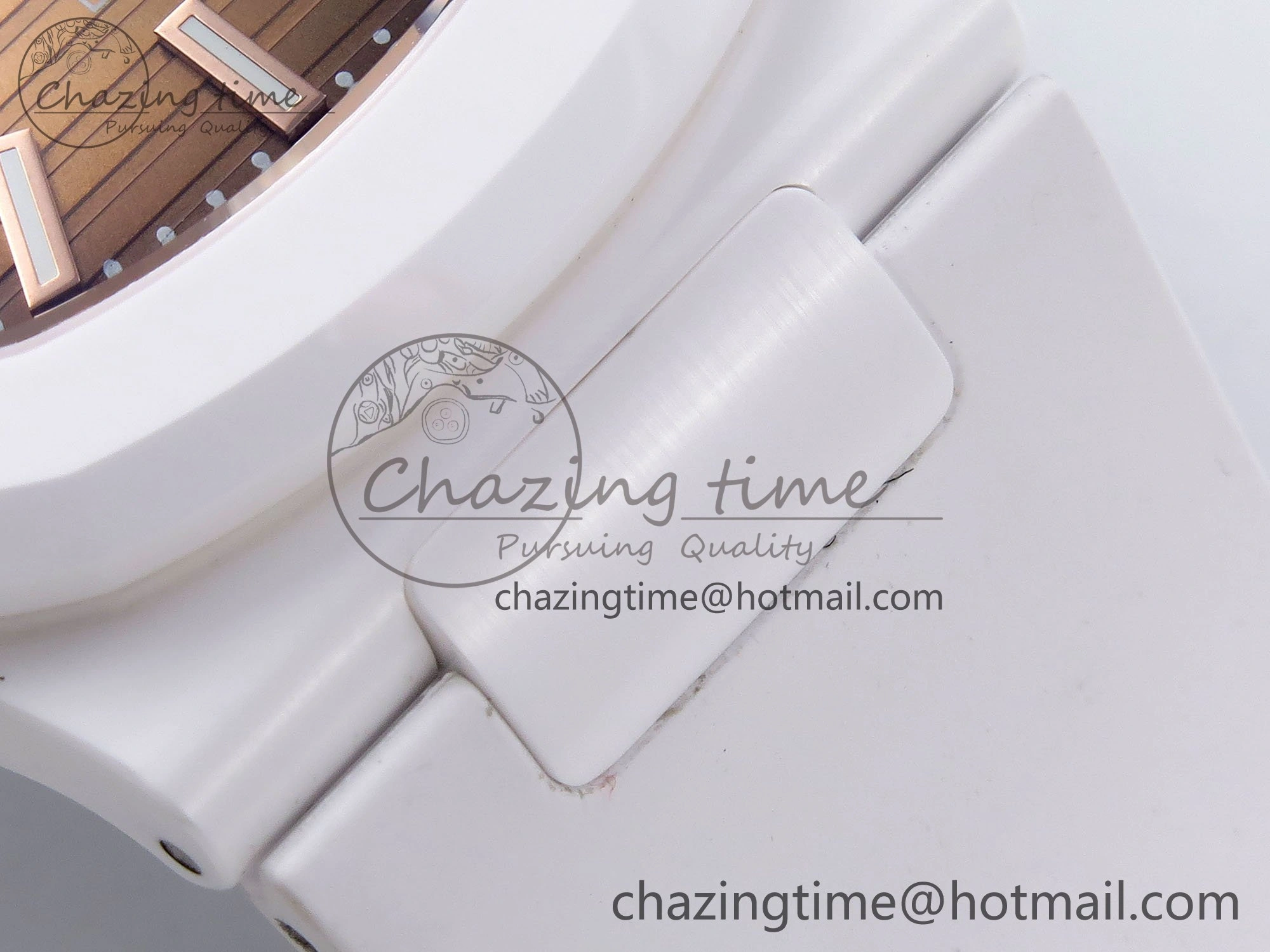 AET Nautilus 5711 White Ceramic AMGF Best Edition Brown Dial on White Rubber Strap MIYOTA 9015