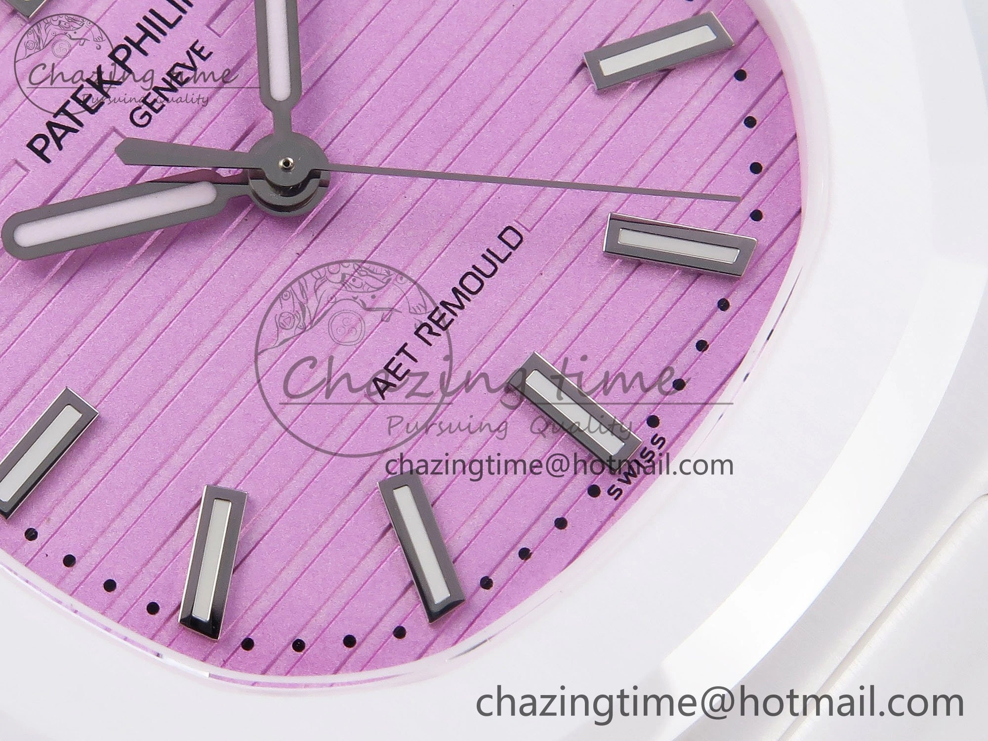 AET Nautilus 5711 White Ceramic AMGF Best Edition Pink Dial on White Rubber Strap MIYOTA 9015