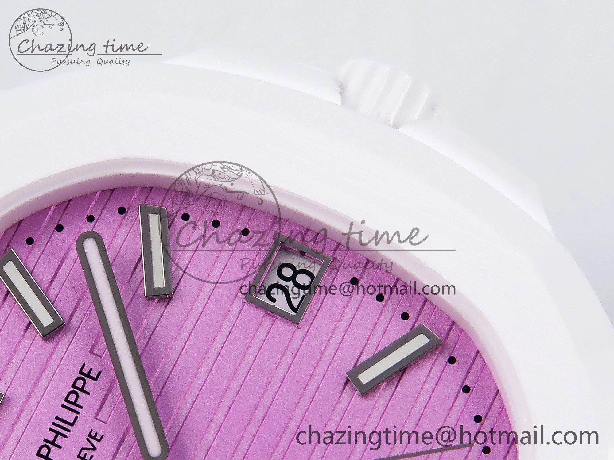 AET Nautilus 5711 White Ceramic AMGF Best Edition Pink Dial on White Rubber Strap MIYOTA 9015
