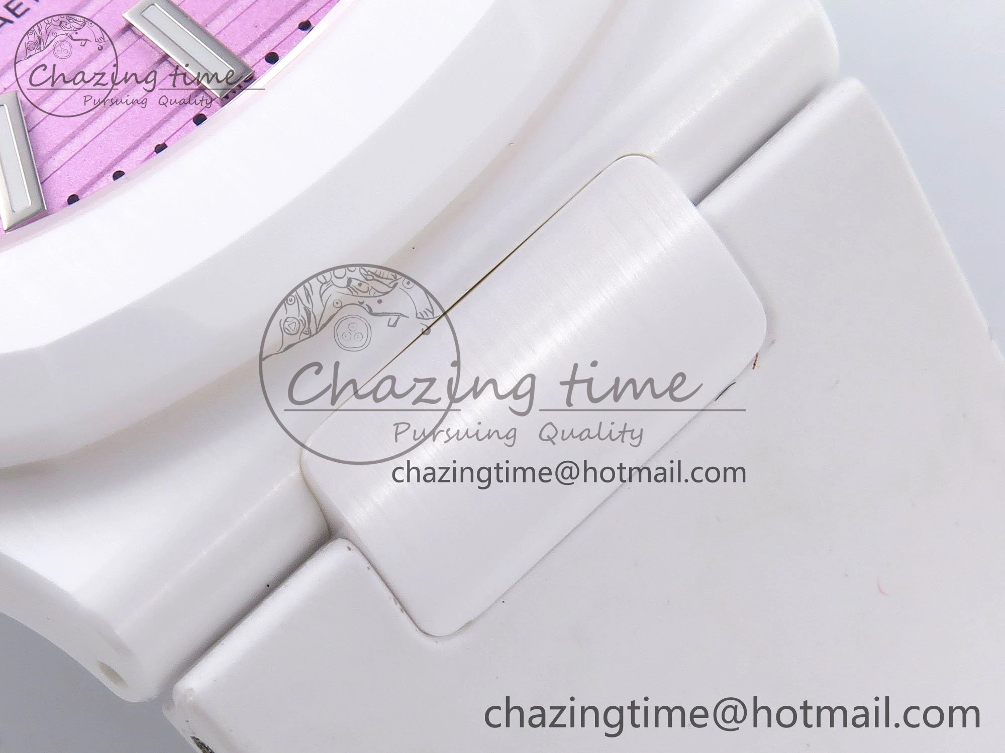 AET Nautilus 5711 White Ceramic AMGF Best Edition Pink Dial on White Rubber Strap MIYOTA 9015