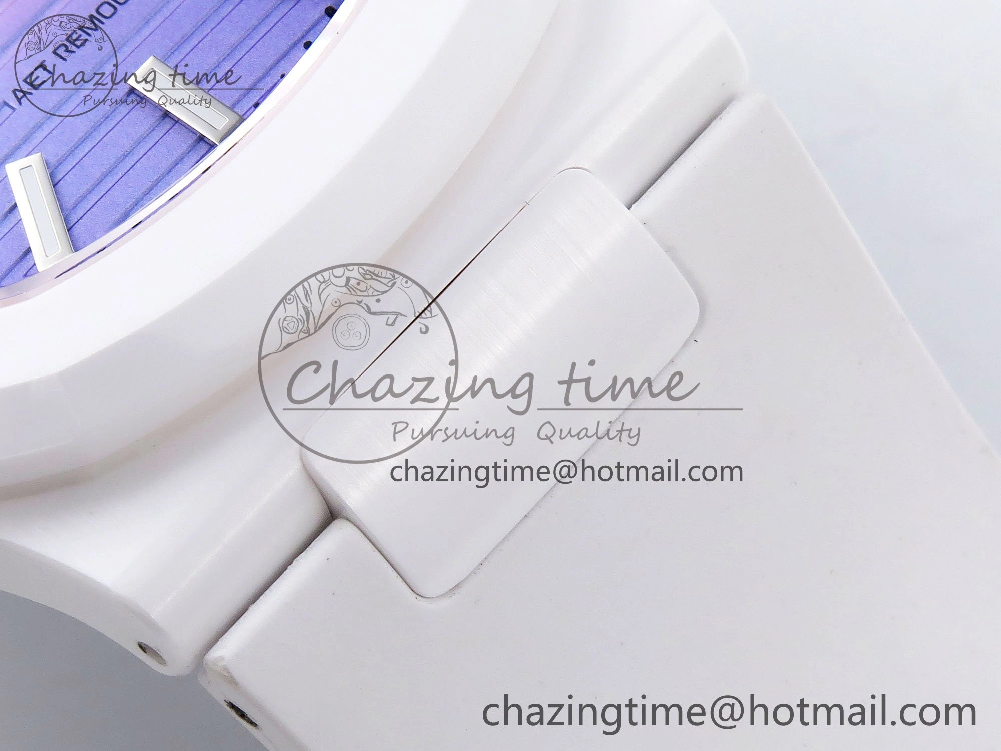 AET Nautilus 5711 White Ceramic AMGF Best Edition Purple Pink Dial on White Rubber Strap MIYOTA 9015