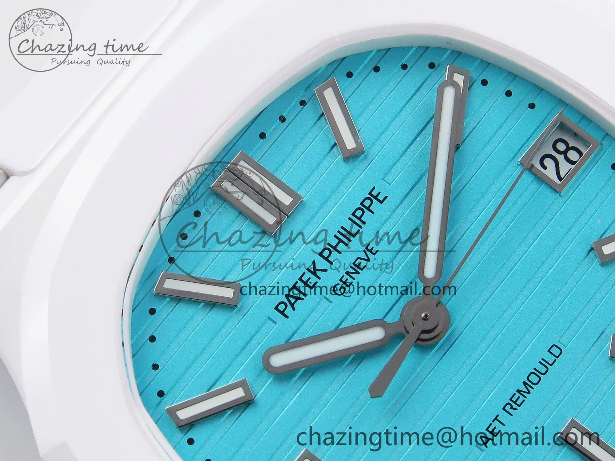 AET Nautilus 5711 White Ceramic AMGF Best Edition Tiffany Blue Dial on White Rubber Strap MIYOTA 9015