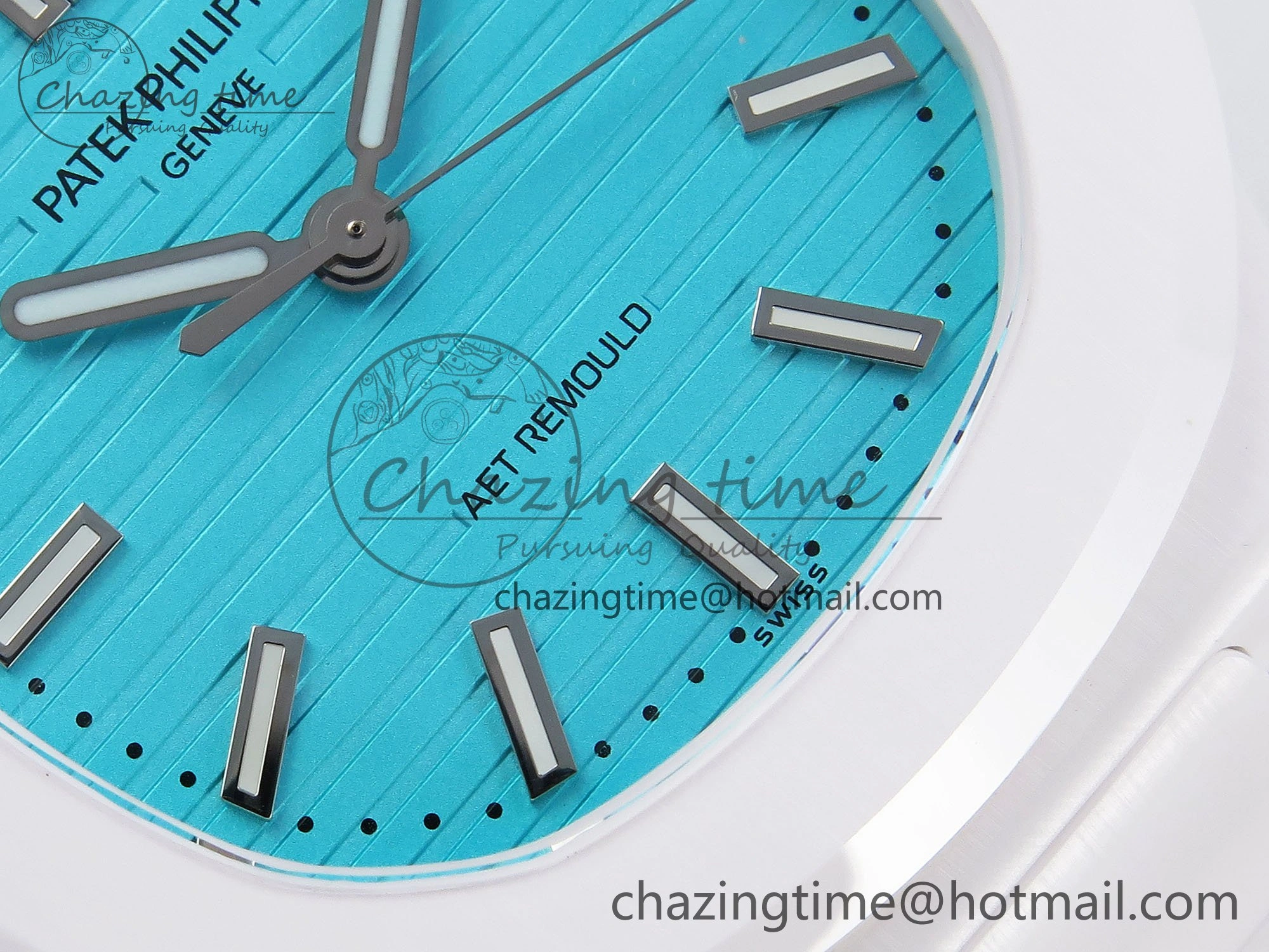 AET Nautilus 5711 White Ceramic AMGF Best Edition Tiffany Blue Dial on White Rubber Strap MIYOTA 9015