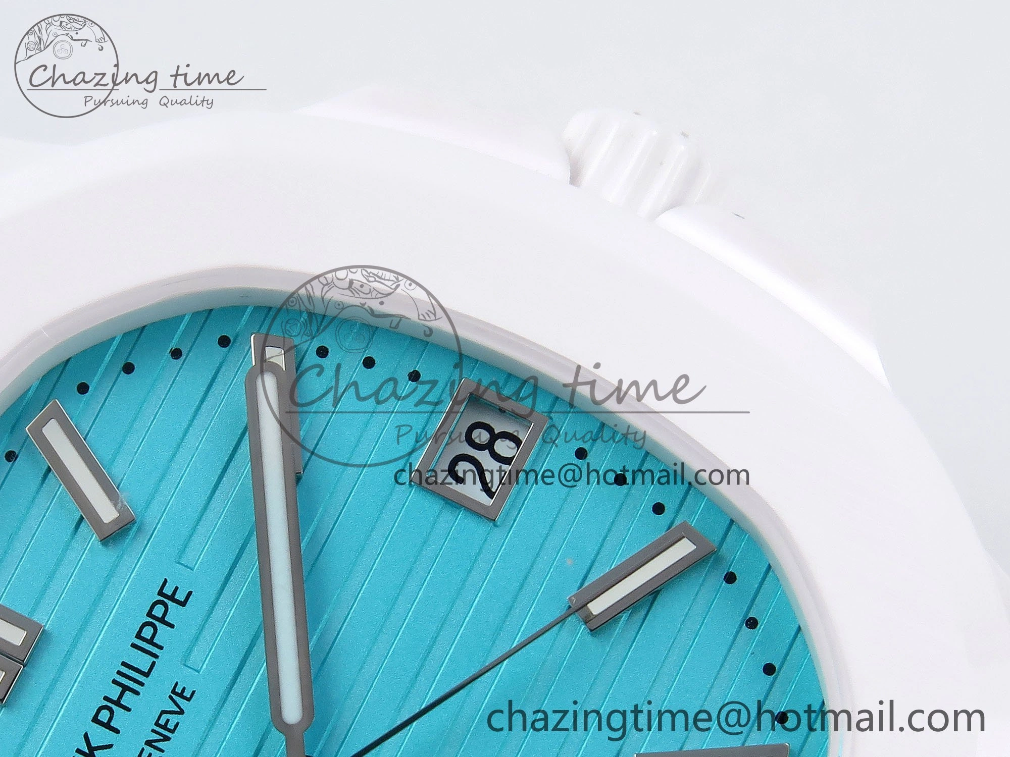 AET Nautilus 5711 White Ceramic AMGF Best Edition Tiffany Blue Dial on White Rubber Strap MIYOTA 9015