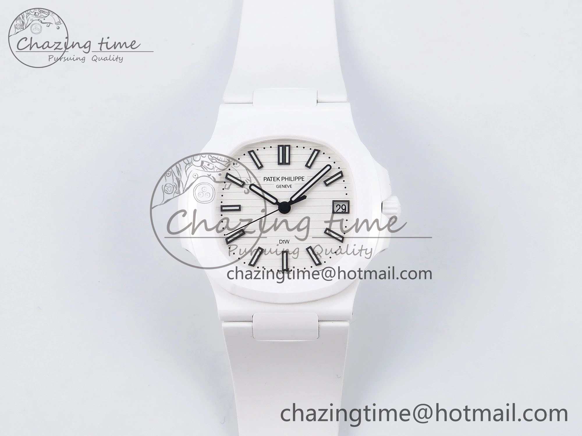 AET Nautilus 5711 White Ceramic AMGF Best Edition White Dial on White Rubber Strap MIYOTA 9015