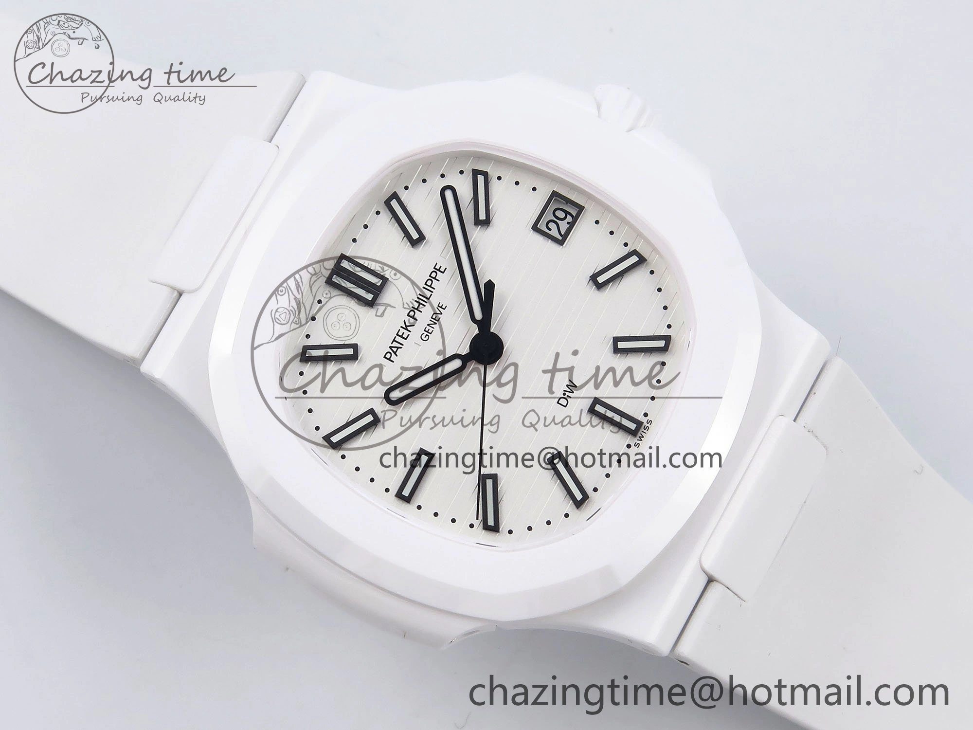 AET Nautilus 5711 White Ceramic AMGF Best Edition White Dial on White Rubber Strap MIYOTA 9015