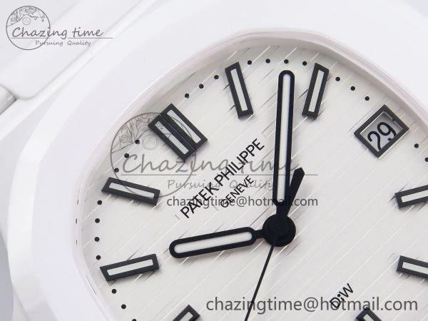 AET Nautilus 5711 White Ceramic AMGF Best Edition White Dial on White Rubber Strap MIYOTA 9015