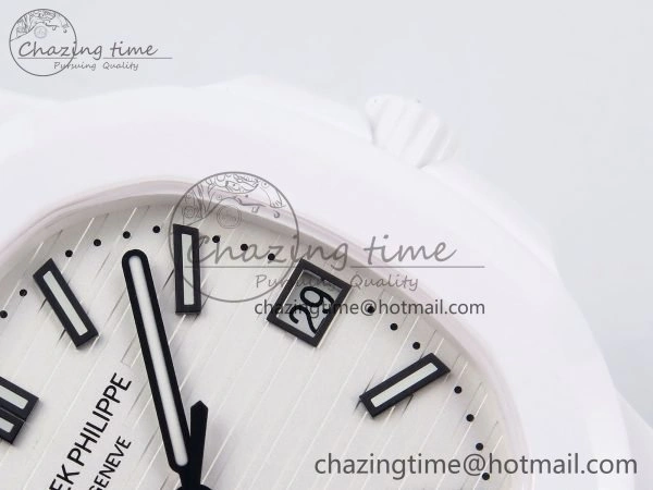 AET Nautilus 5711 White Ceramic AMGF Best Edition White Dial on White Rubber Strap MIYOTA 9015