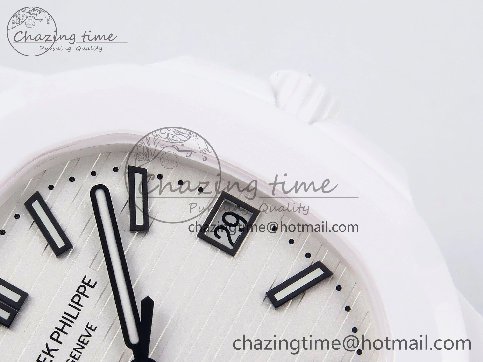 AET Nautilus 5711 White Ceramic AMGF Best Edition White Dial on White Rubber Strap MIYOTA 9015