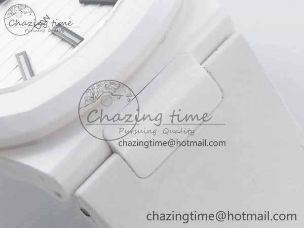 AET Nautilus 5711 White Ceramic AMGF Best Edition White Dial on White Rubber Strap MIYOTA 9015