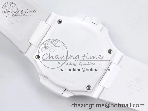 AET Nautilus 5711 White Ceramic AMGF Best Edition Yellow Green Dial on White Rubber Strap MIYOTA 9015