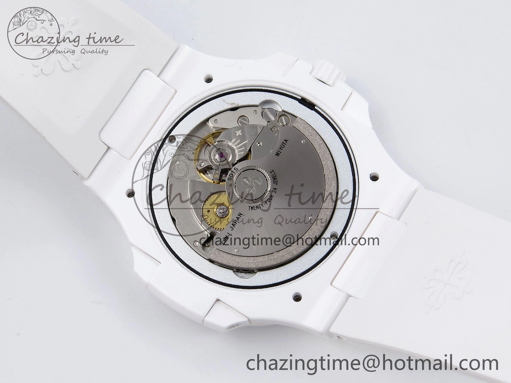 AET Nautilus 5711 White Ceramic AMGF Best Edition Yellow Green Dial on White Rubber Strap MIYOTA 9015