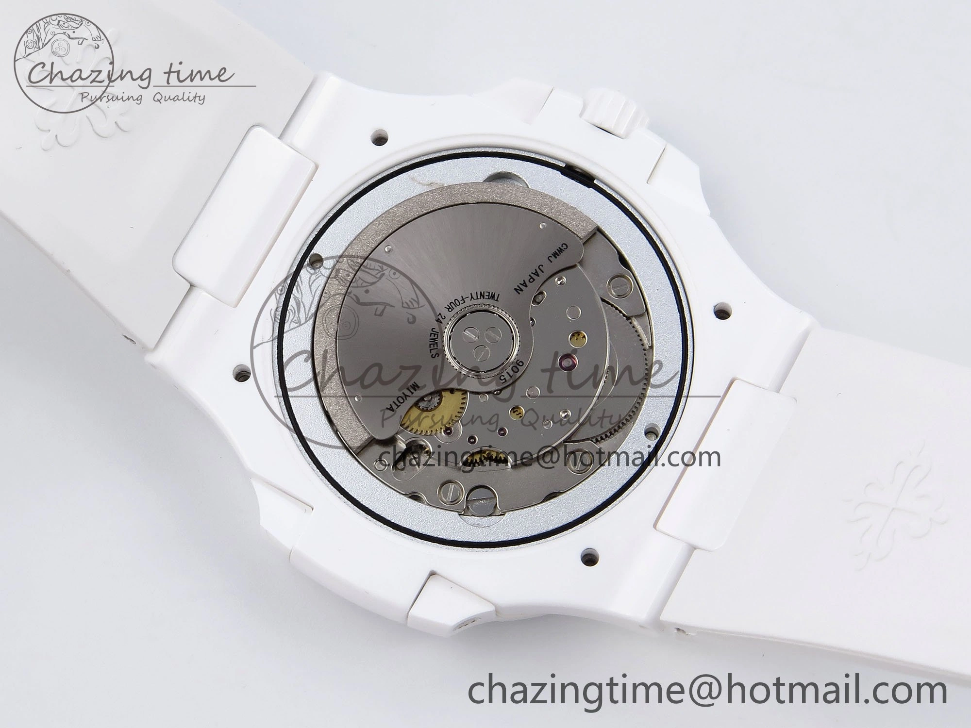AET Nautilus 5711 White Ceramic AMGF Best Edition Yellow Green Dial on White Rubber Strap MIYOTA 9015