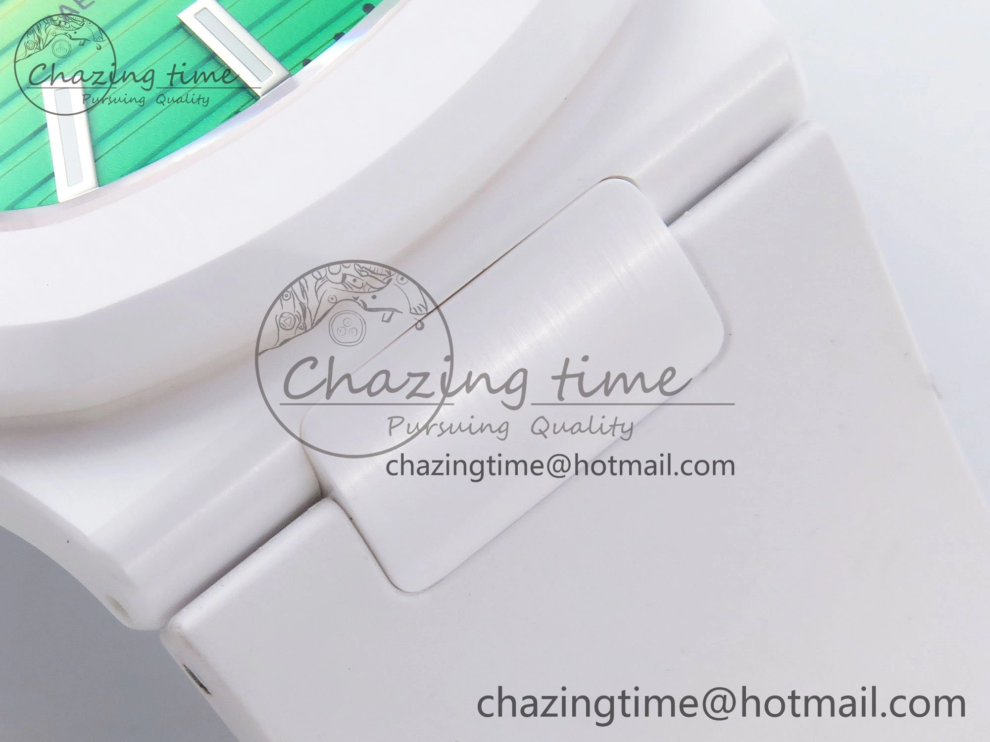 AET Nautilus 5711 White Ceramic AMGF Best Edition Yellow Green Dial on White Rubber Strap MIYOTA 9015