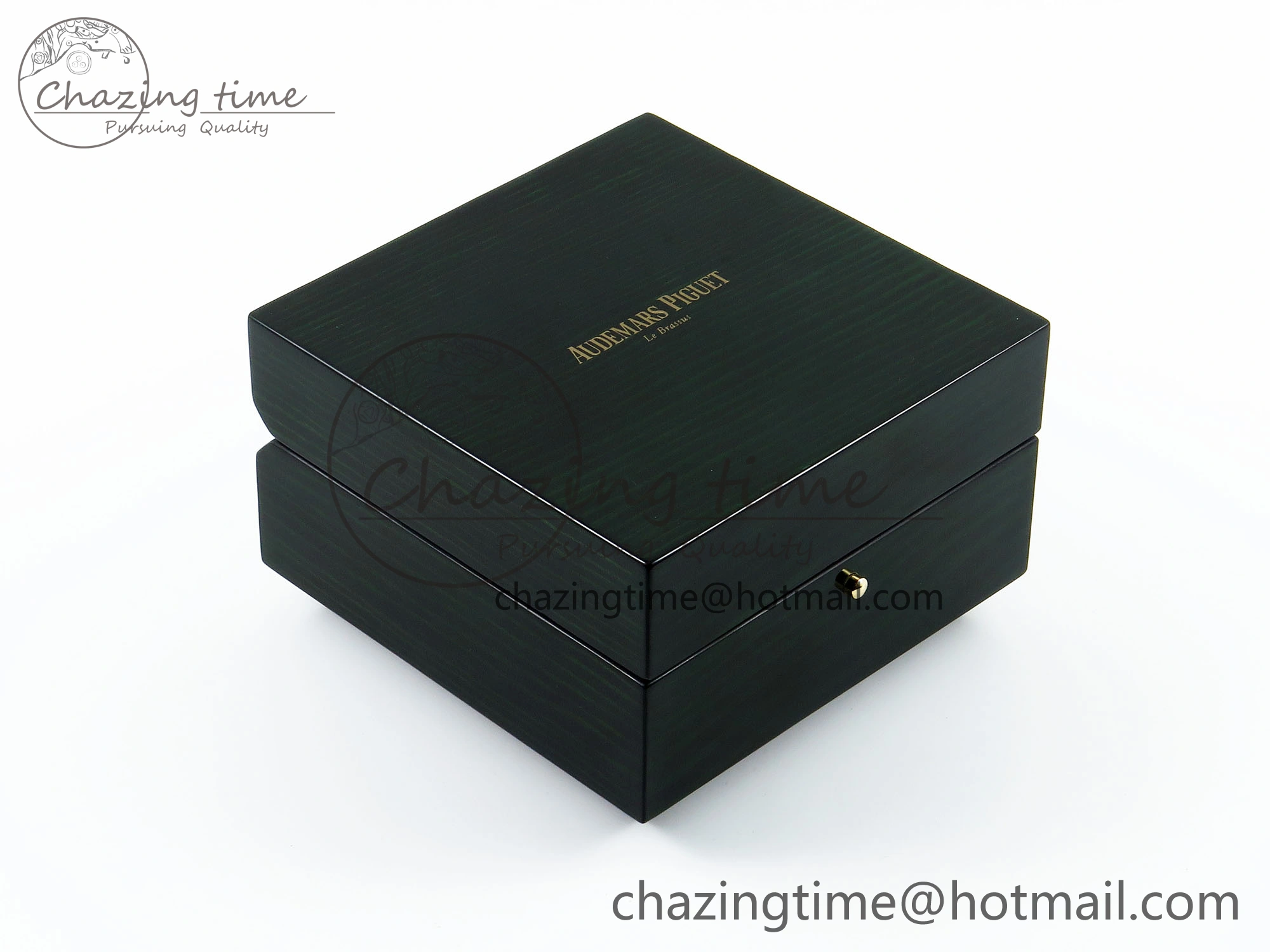 AUDEMARS PIGUET NEW GREEN WOODEN WATCH BOX AND PAPERS IMPORTANT NOTE