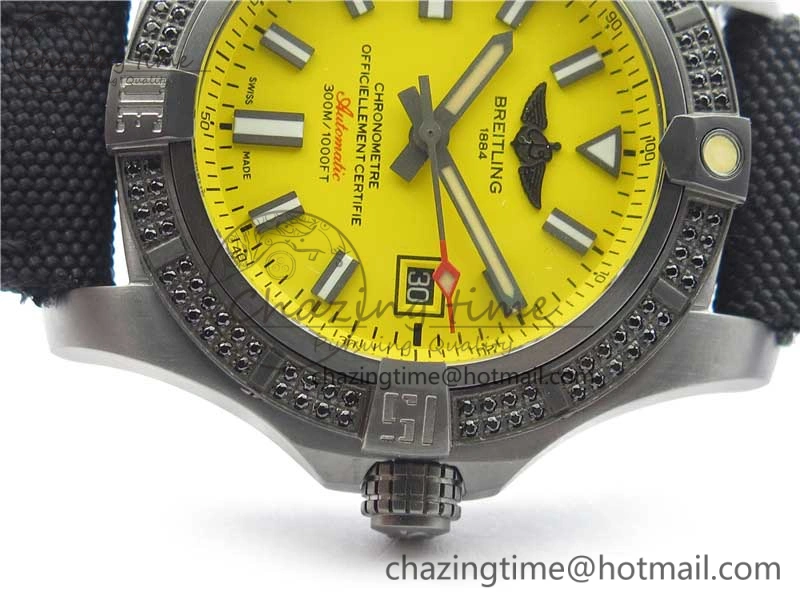 AVENGER Boutique Edition V17310 Dia Bezel Ti DLC 1:1 Best Edition Yellow Dial on Nylon Strap A2824