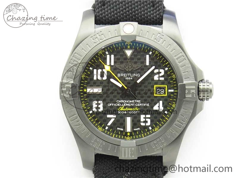 AVENGER Boutique Edition V17310 Ti DLC 1:1 Best Edition Black CF Dial on Nylon Strap A2824