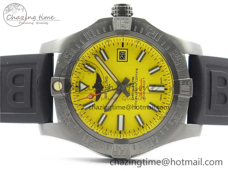 AVENGER Boutique Edition V17310 Ti DLC 1:1 Best Edition Yellow Dial on Rubber Strap A2824