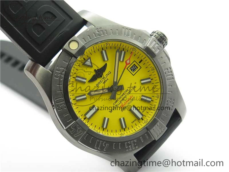 AVENGER Boutique Edition V17310 Ti DLC 1:1 Best Edition Yellow Dial on Rubber Strap A2824