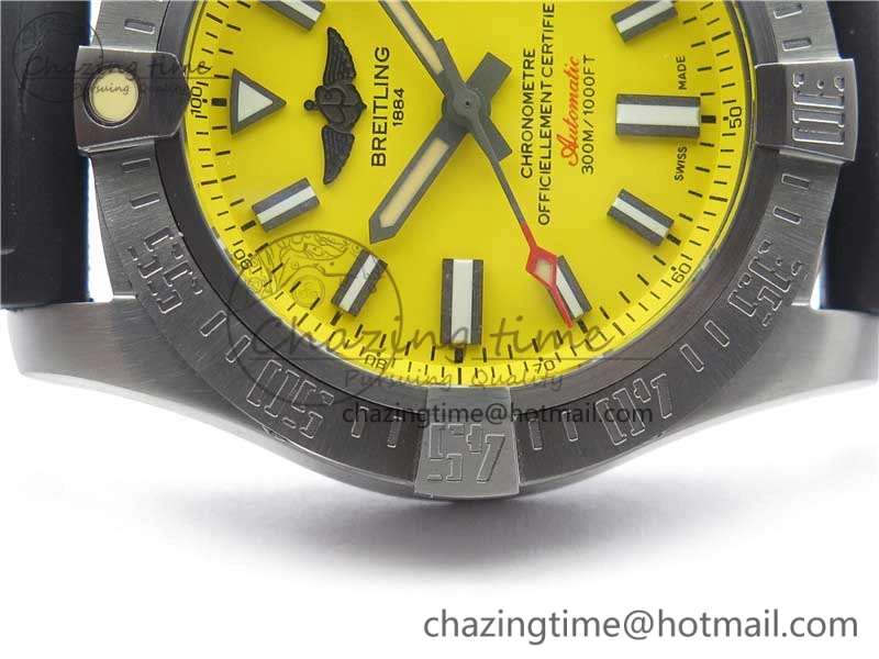 AVENGER Boutique Edition V17310 Ti DLC 1:1 Best Edition Yellow Dial on Rubber Strap A2824