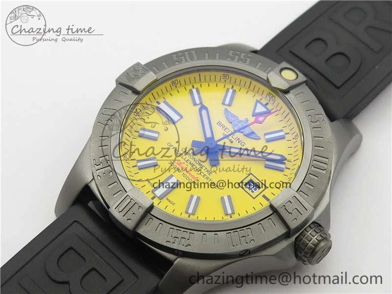 AVENGER Boutique Edition V17310 Ti DLC 1:1 Best Edition Yellow Dial on Rubber Strap A2824