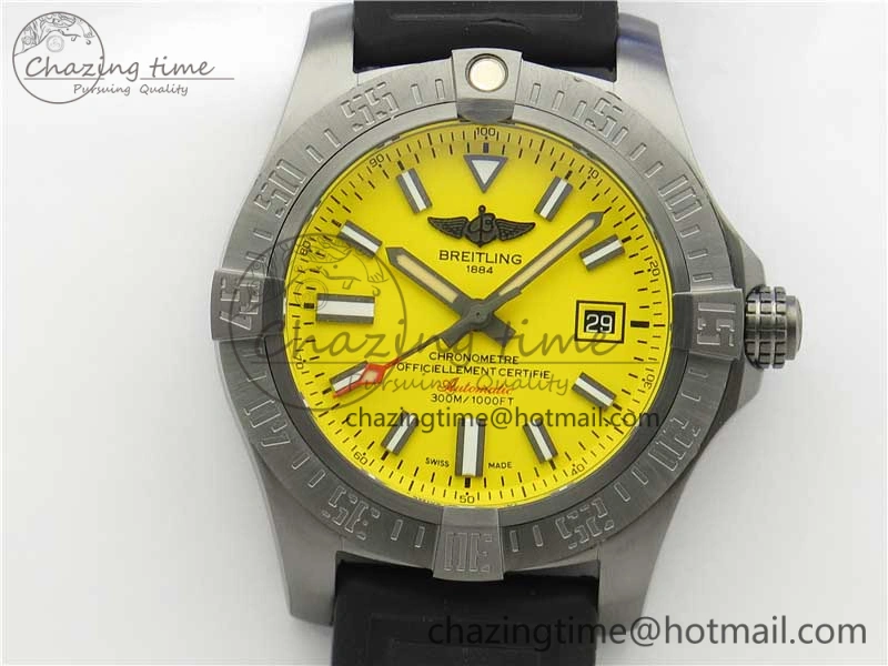 AVENGER Boutique Edition V17310 Ti DLC 1:1 Best Edition Yellow Dial on Rubber Strap A2824