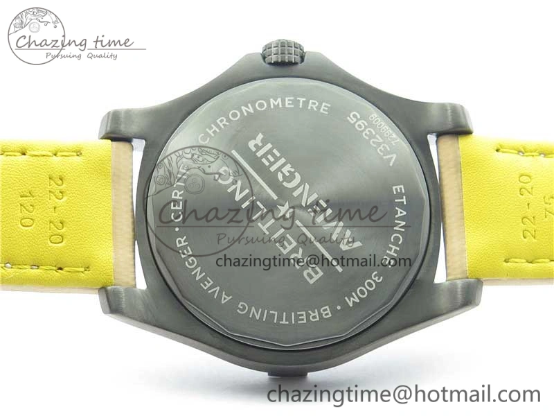 AVENGER V32395 Ti DLC 1:1 Best Edition Black Dial on Leather Strap A2824