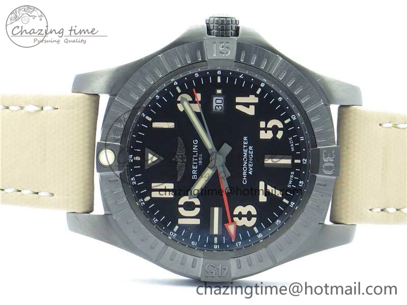 AVENGER V32395 Ti DLC 1:1 Best Edition Black Dial on Leather Strap A2824