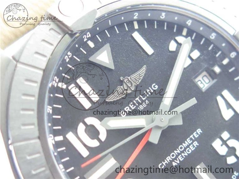 AVENGER V32395 Ti DLC 1:1 Best Edition Black Dial on Leather Strap A2824