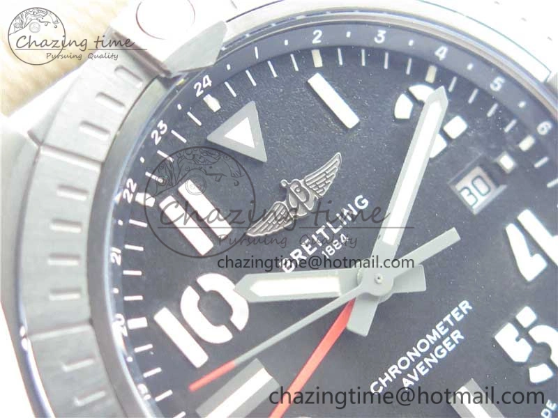 AVENGER V32395 Ti DLC 1:1 Best Edition Black Dial on Leather Strap A2824