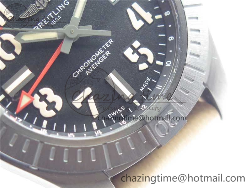 AVENGER V32395 Ti DLC 1:1 Best Edition Black Dial on Leather Strap A2824