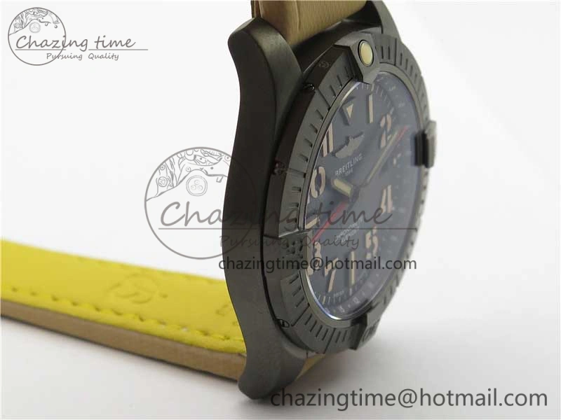 AVENGER V32395 Ti DLC 1:1 Best Edition Black Dial on Leather Strap A2824