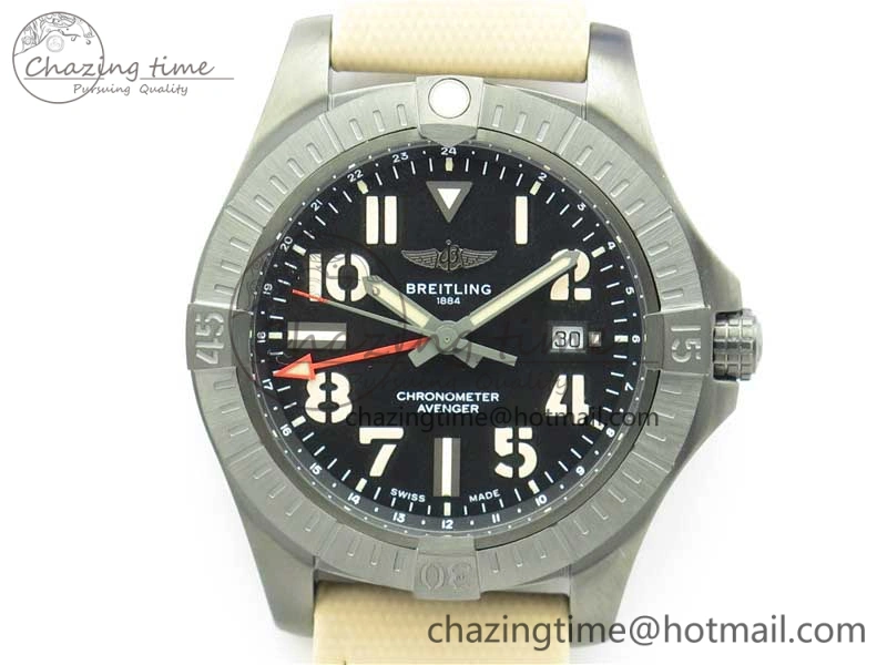 AVENGER V32395 Ti DLC 1:1 Best Edition Black Dial on Leather Strap A2824