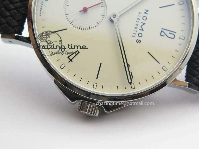 Ahoi Atlantik SS White Dial On Black Textile Strap A2813