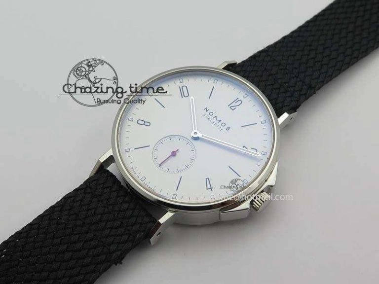 Ahoi Atlantik SS White Dial On Black Textile Strap A2813