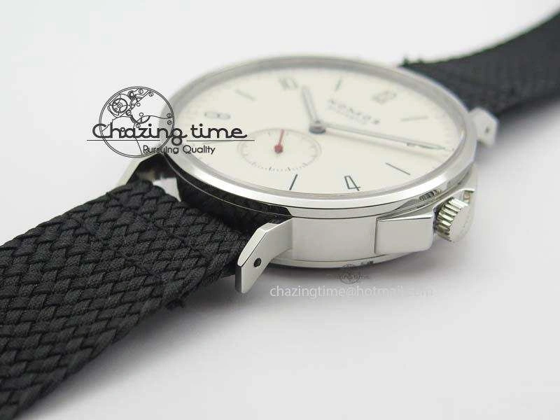 Ahoi Atlantik SS White Dial On Black Textile Strap A2813