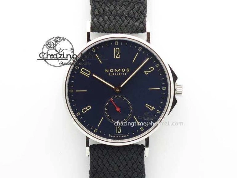 Ahoy Atlantik Date SS Blue Dial On Black Textile Strap A2813
