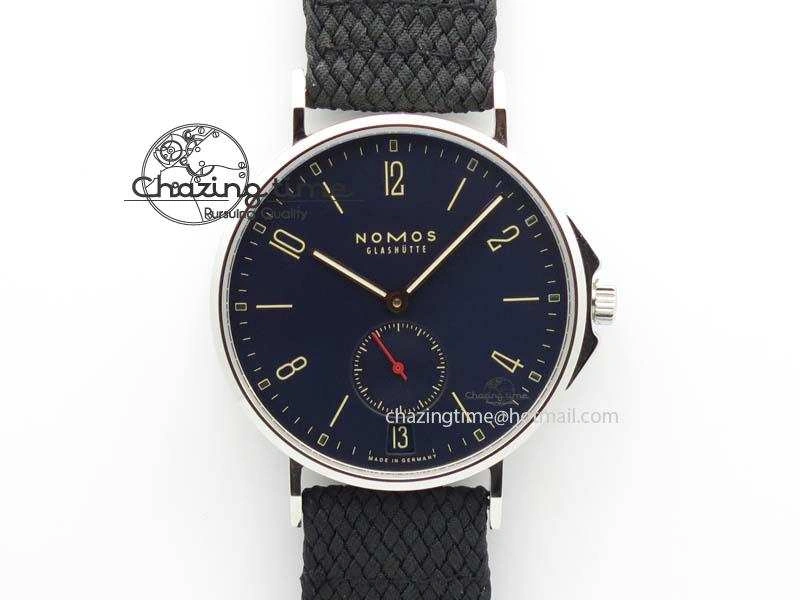 Ahoy Atlantik Date SS Blue Dial On Black Textile Strap A2813