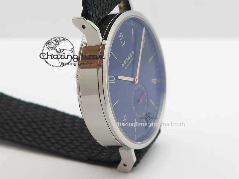 Ahoy Atlantik Date SS Blue Dial On Black Textile Strap A2813