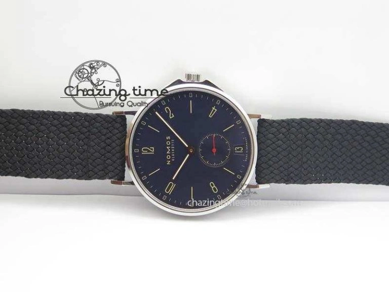 Ahoy Atlantik Date SS Blue Dial On Black Textile Strap A2813