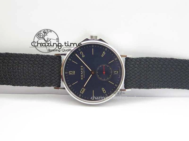 Ahoy Atlantik Date SS Blue Dial On Black Textile Strap A2813