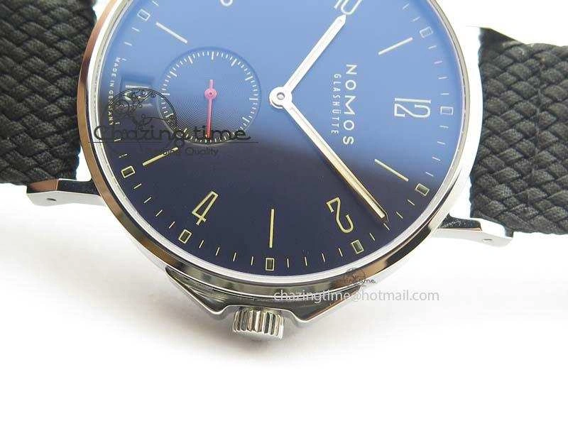 Ahoy Atlantik Date SS Blue Dial On Black Textile Strap A2813