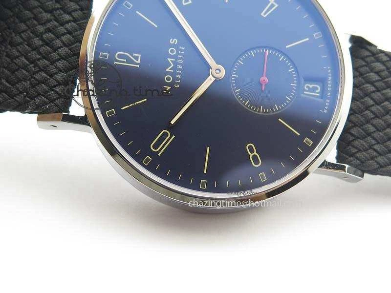 Ahoy Atlantik Date SS Blue Dial On Black Textile Strap A2813