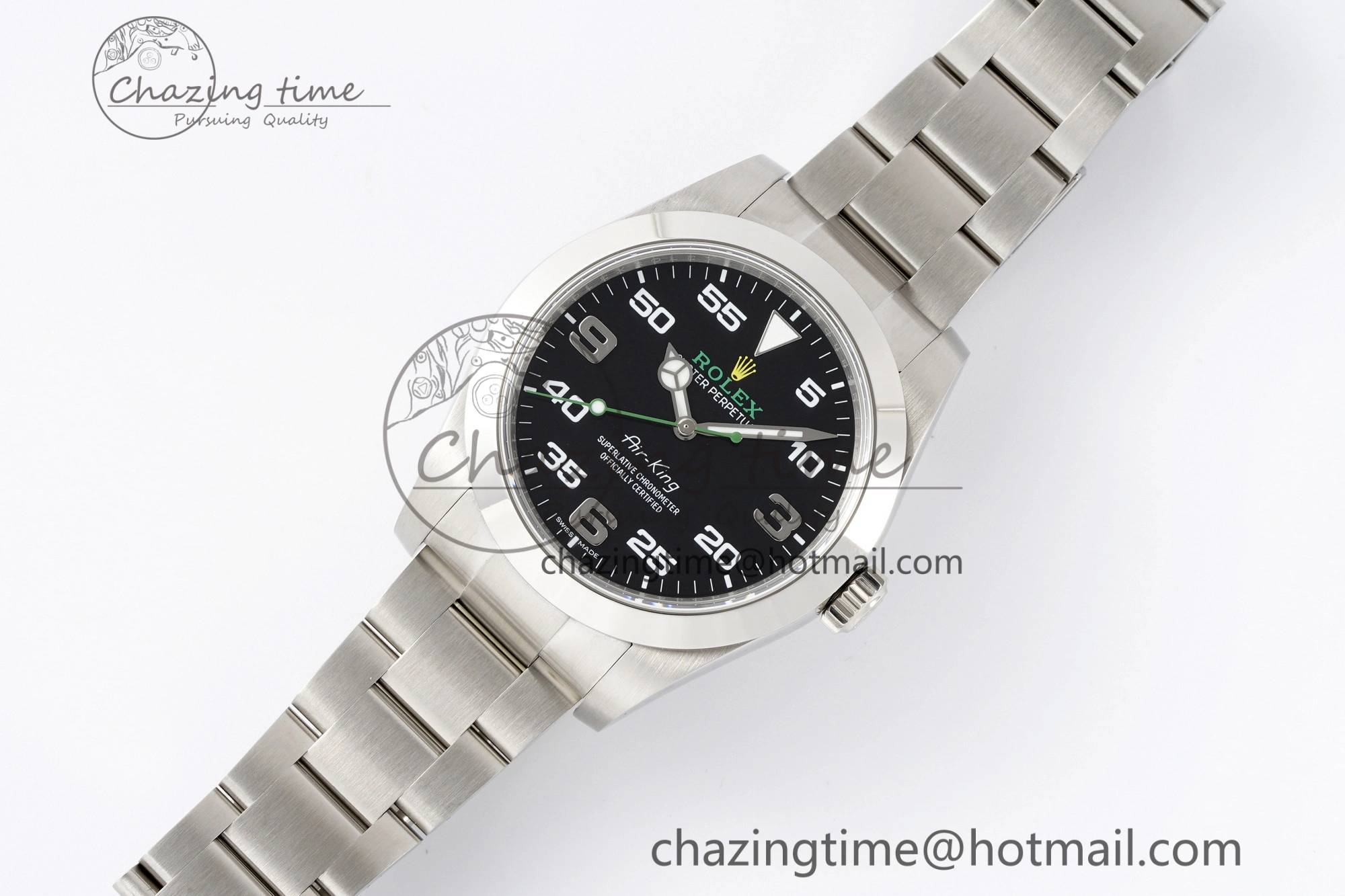Air-King 116900 JDF 1:1 Best Edition 904L Steel Black Dial on SS Bracelet A2824