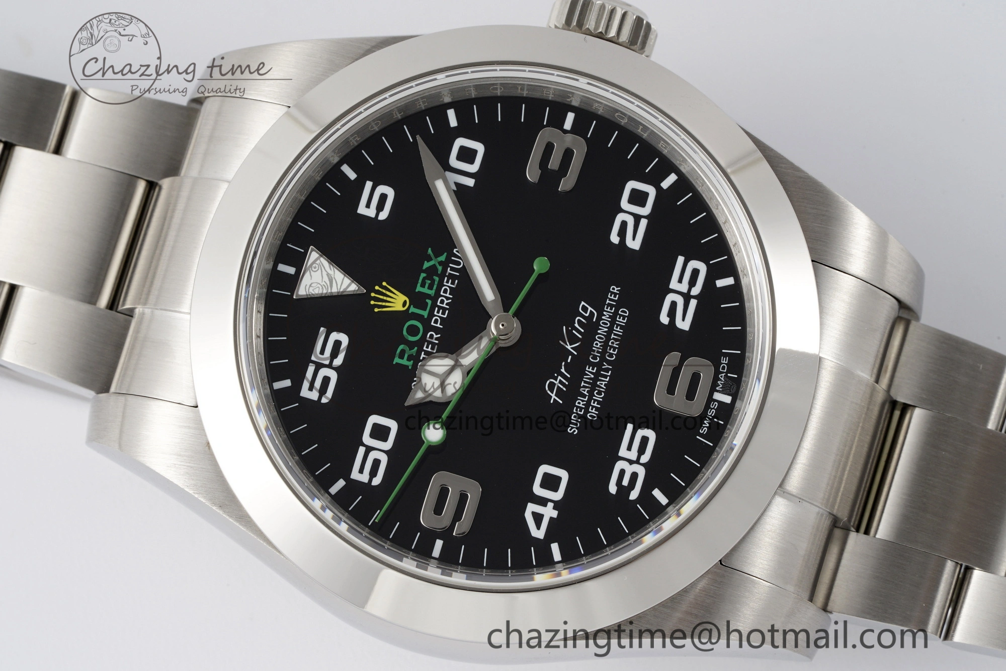 Air-King 116900 JDF 1:1 Best Edition 904L Steel Black Dial on SS Bracelet A2824