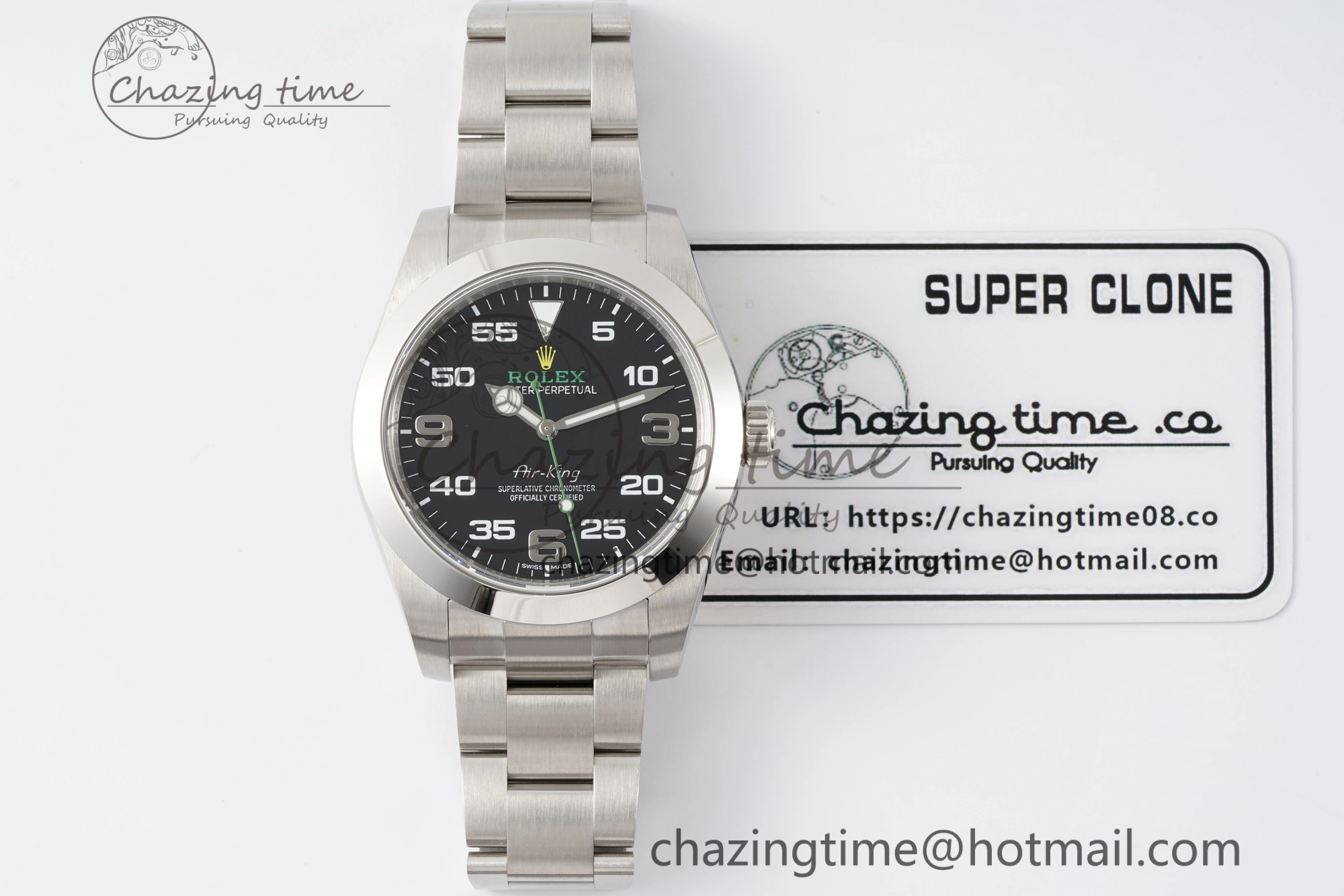 Air-King 116900 JDF 1:1 Best Edition 904L Steel Black Dial on SS Bracelet A2824