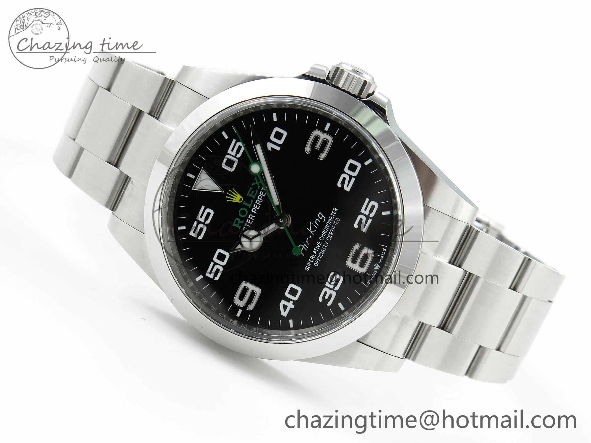 Air-King 126900 Clean 1:1 Best Edition 904L Steel Black Dial on SS Bracelet VR3230